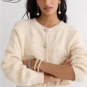 J. Crew Cream Cardigan with Crystal Accents